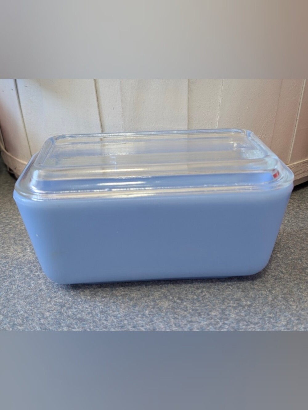 Rare Vintage Canadian Pyrex Delphite Blue Refrigerator Dish 502 with 502-C Clear